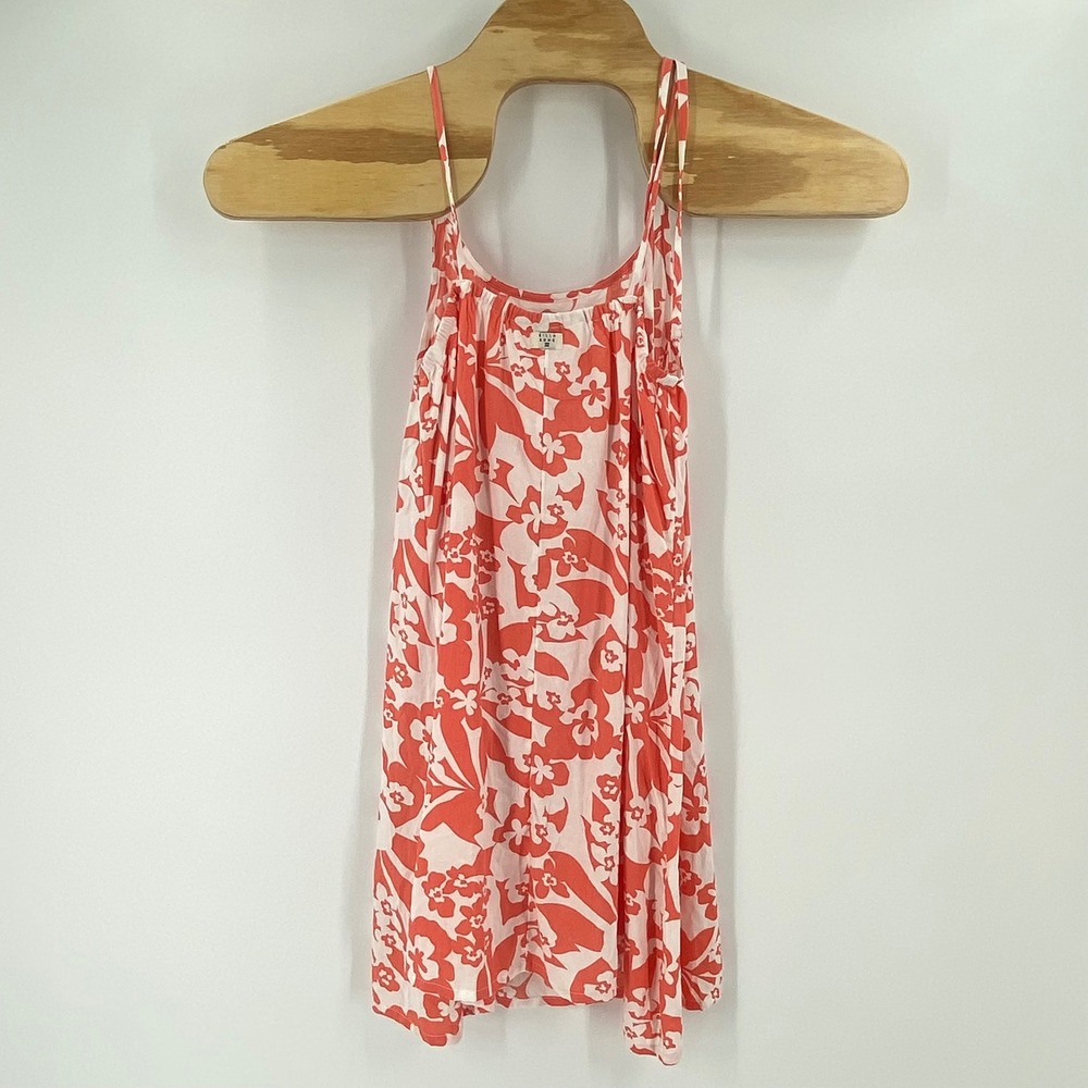 Billabong Womens Medium Orange White Floral Tropical Tie Strap Sun Dress NEW - Picture 3 of 9